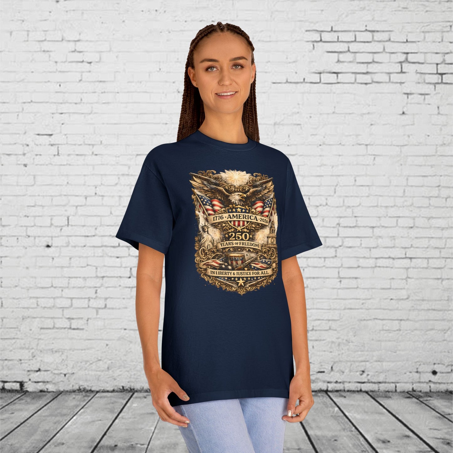 America 250 Years of Freedom Patriotic T-Shirt | 1776–2026 Eagle, Liberty & Justice Graphic Tee | Semiquincentennial Unisex Shirt