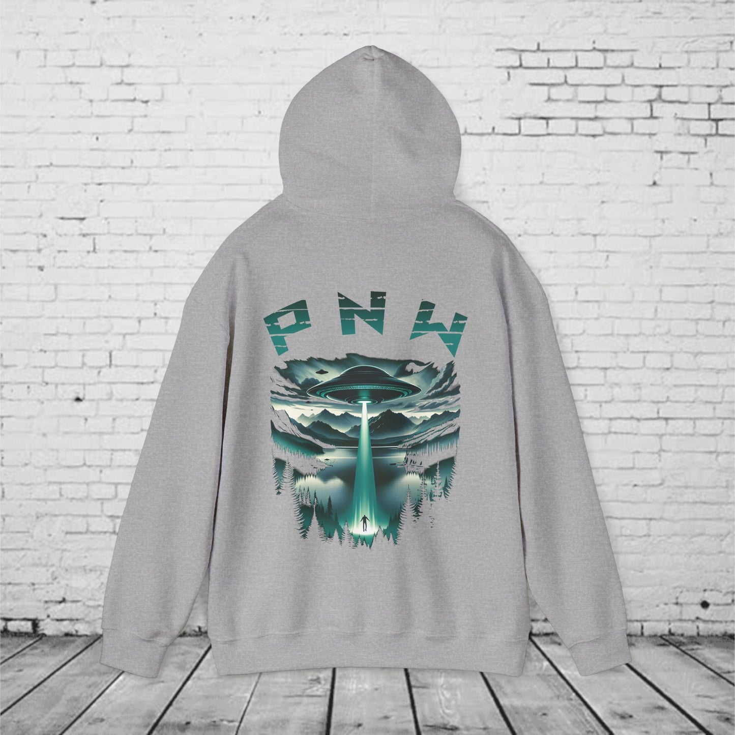 PNW Alien Abduction Hoodie – Retro UFO Pacific Northwest Sci-Fi Sweatshirt