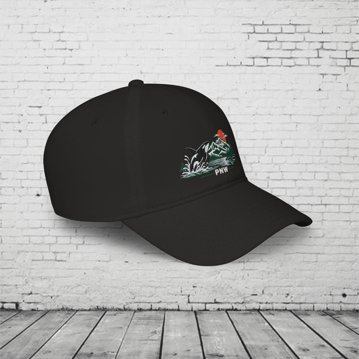 PNW Breaching Orca Embroidered Low Profile Cap – Pacific Northwest Mountain & Ocean Hat