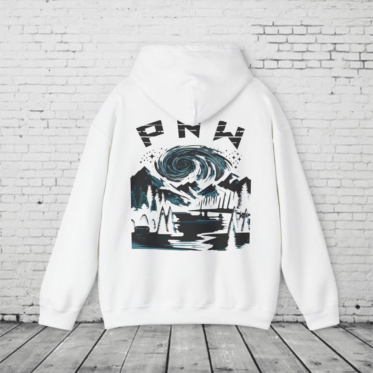 PNW Mountain Night Sky Hoodie – Pacific Northwest Forest Graphic Sweatshirt