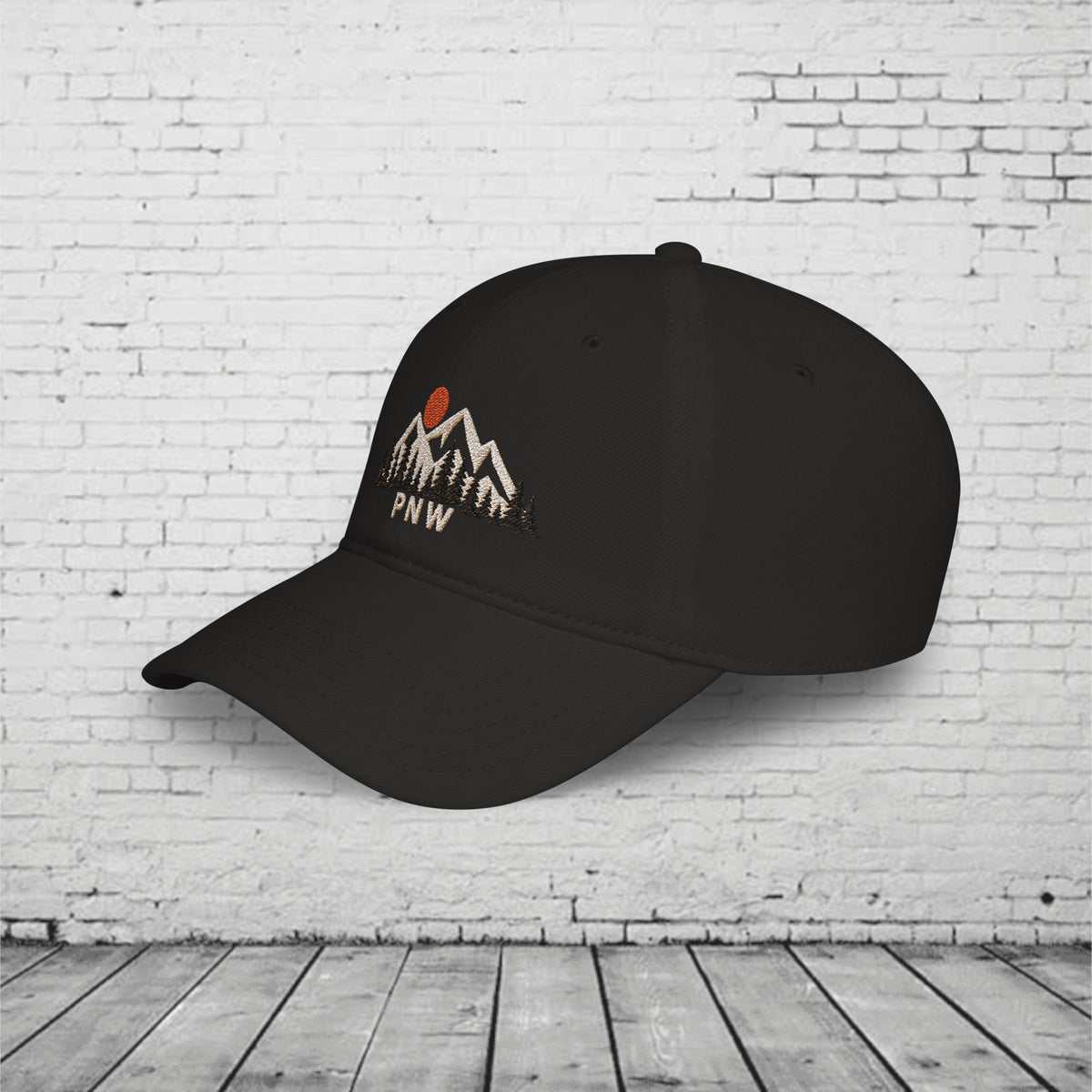 PNW Ridgeline Embroidered Low Profile Cap – Pacific Northwest Mountain & Evergreen Dad Hat