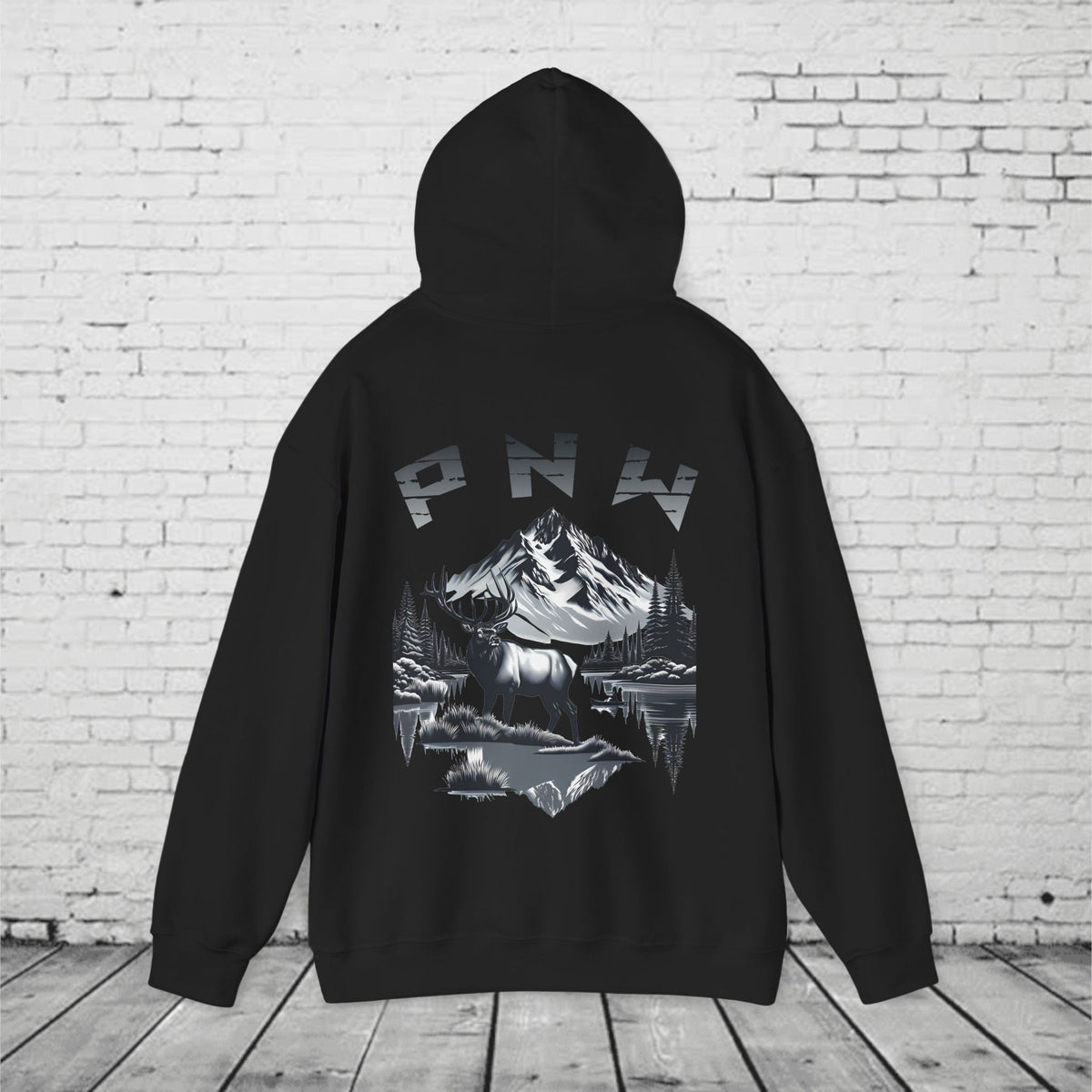 PNW Elk Hoodie – Pacific Northwest Mountain & Forest Wildlife Unisex Hooded Sweatshirt