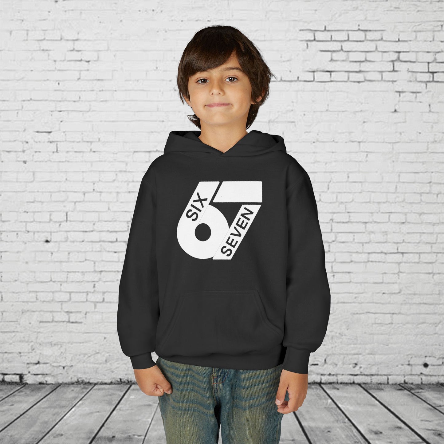 Kids 6 7 Hoodie | Modern Bold Number Graphic | SIX SEVEN Minimalist Hoodie for Boys Girls | Birthday Gift | Cool Number Shirt Style