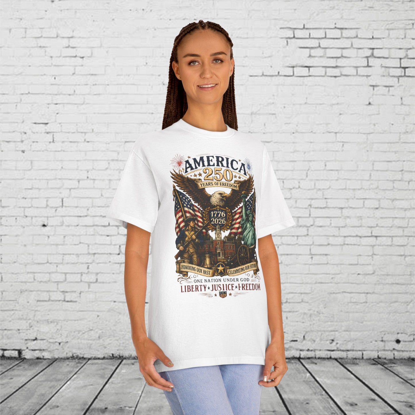 America 250 Patriotic T-Shirt | 1776–2026 Eagle, Liberty Bell & Statue of Liberty Graphic Tee | Semiquincentennial Unisex Shirt