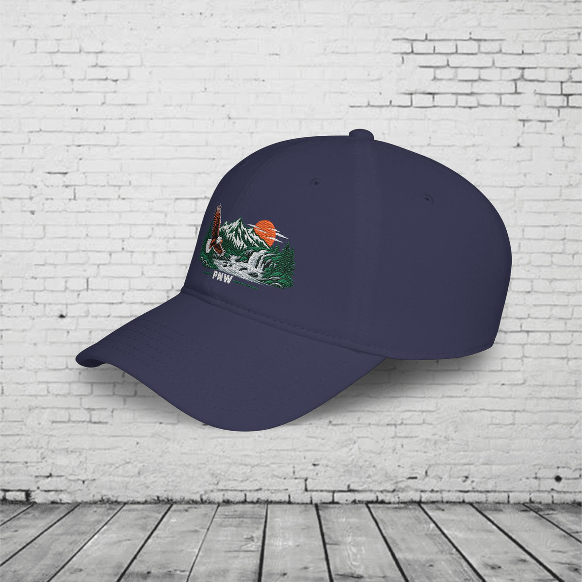 PNW Bald Eagle Embroidered Low Profile Cap – Pacific Northwest Mountain & Waterfall Hat