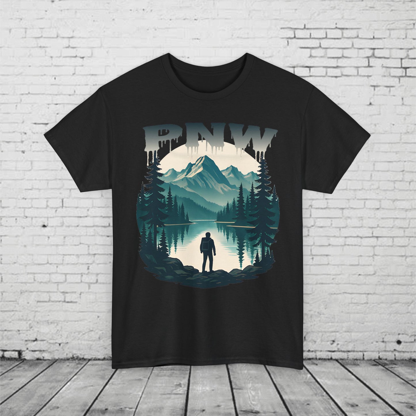 PNW Mountain Hiking Shirt, Pacific Northwest Nature Tee, Wilderness Adventure Graphic T-Shirt, Outdoors Landscape Unisex Top