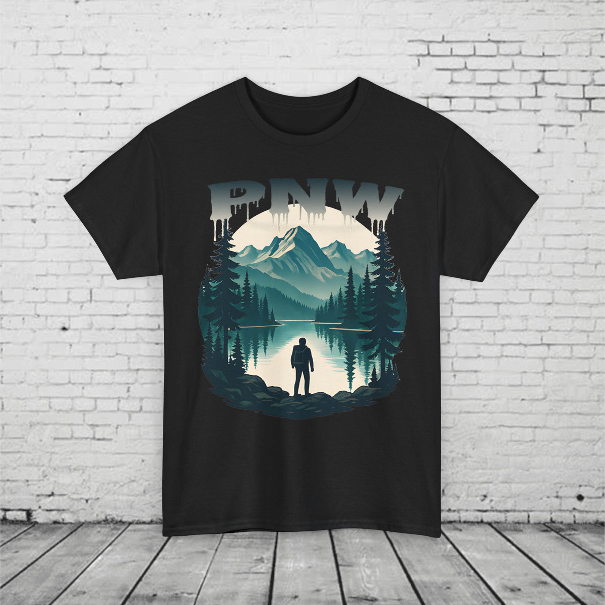 PNW Mountain Hiking Shirt, Pacific Northwest Nature Tee, Wilderness Adventure Graphic T-Shirt, Outdoors Landscape Unisex Top