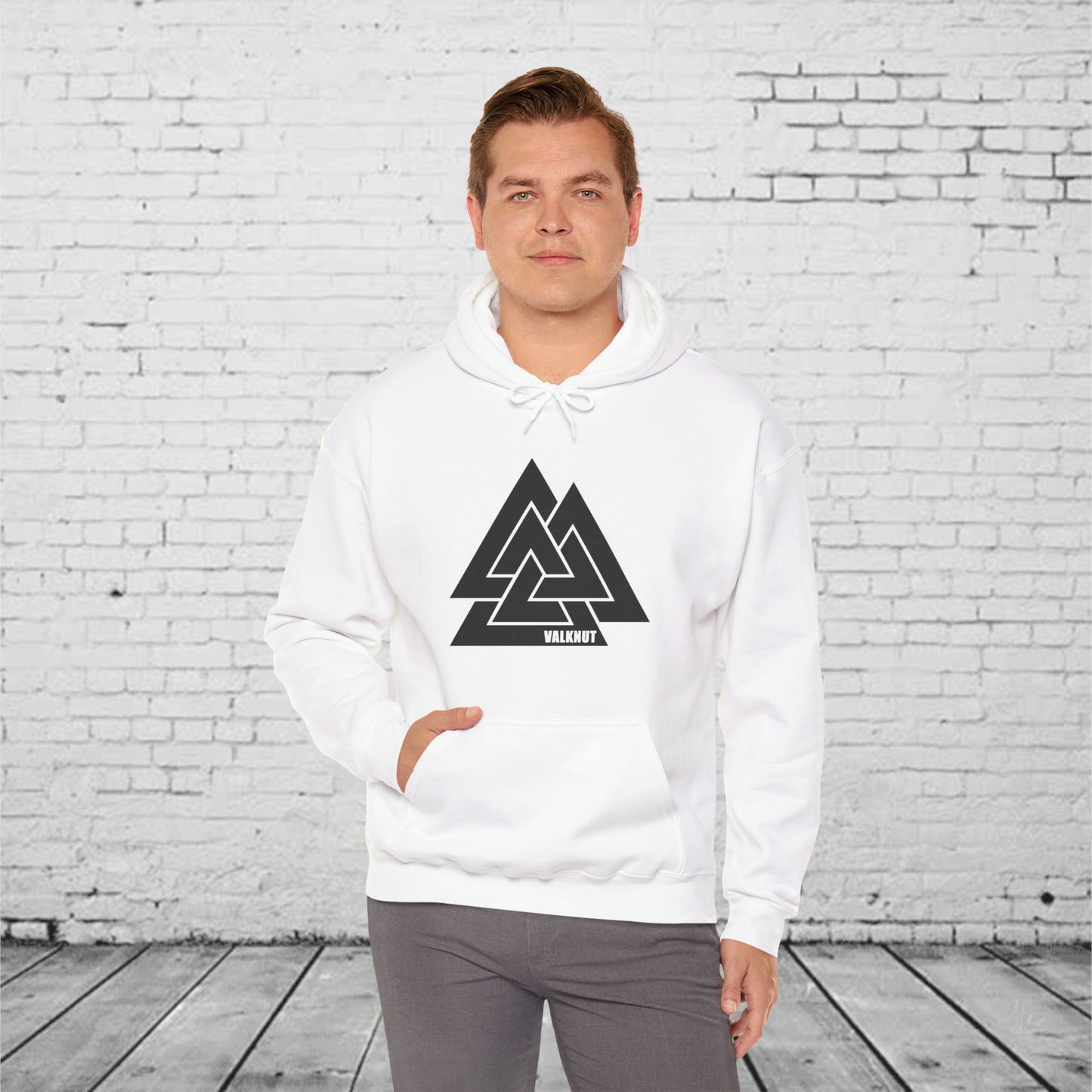 Valknut Symbol Hoodie | Norse Mythology Ancient Knot Design | Viking Rune Graphic Sweatshirt