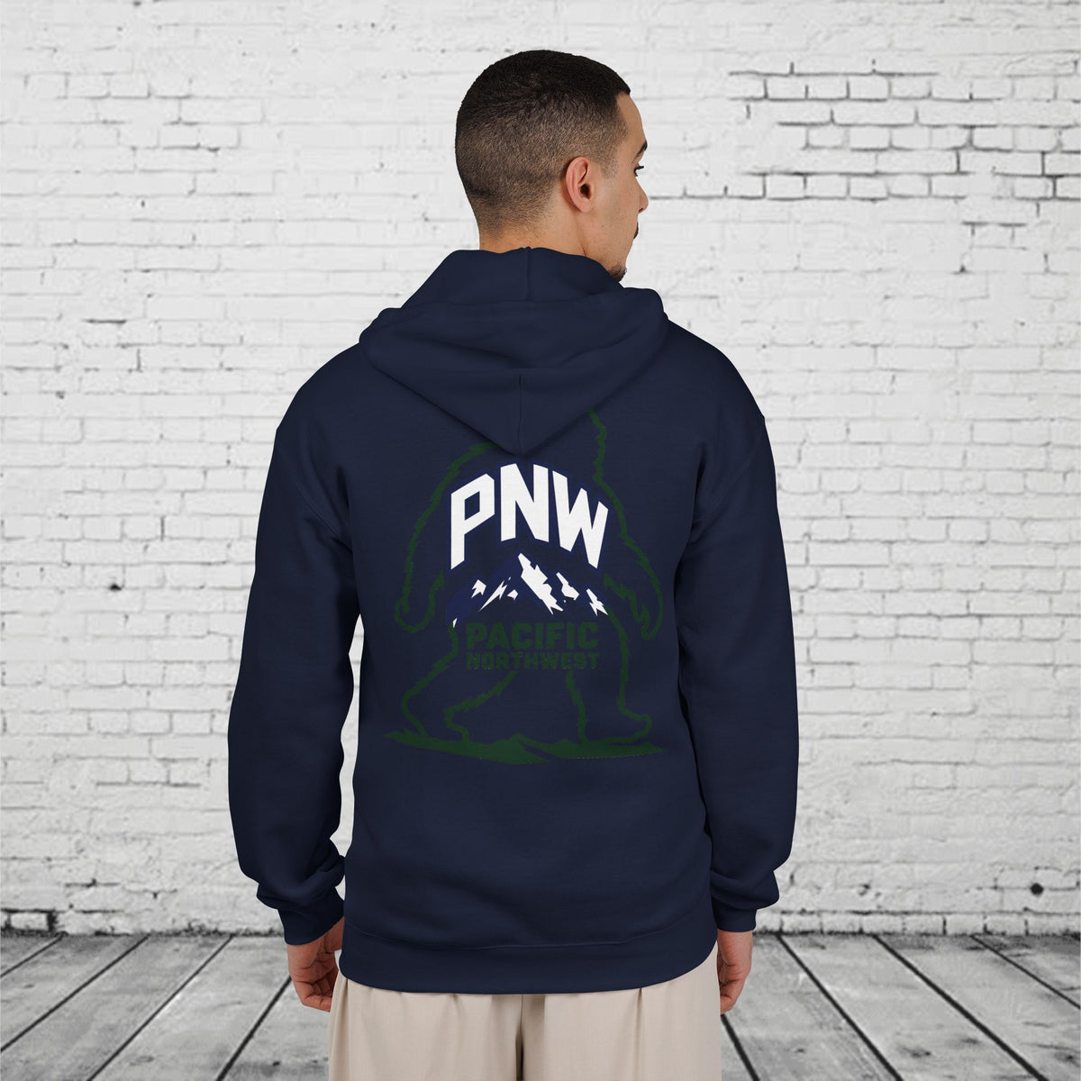 PNW Sasquatch Full Zip Hoodie – Pacific Northwest Bigfoot Mountain Graphic Sweatshirt