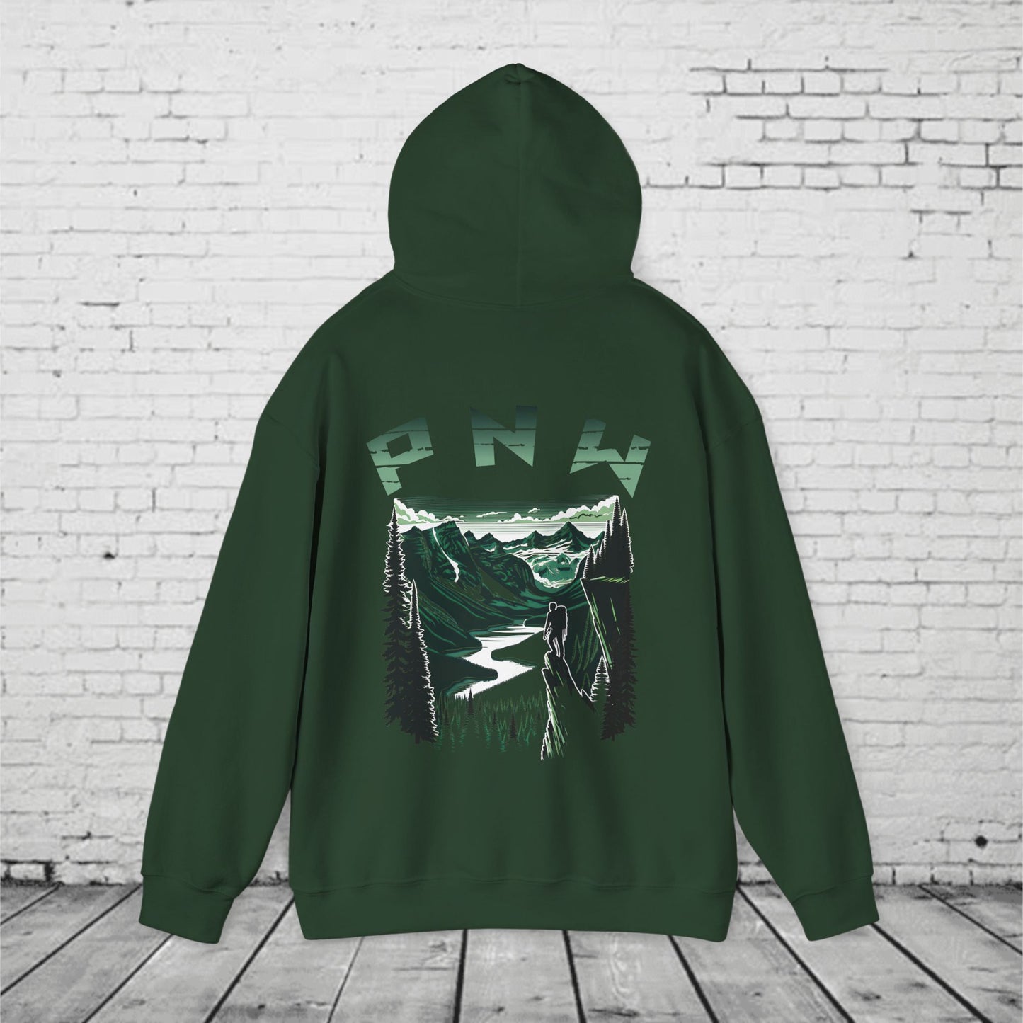 Pacific Northwest Adventure Hoodie – PNW Mountain Climber Graphic Hooded Sweatshirt