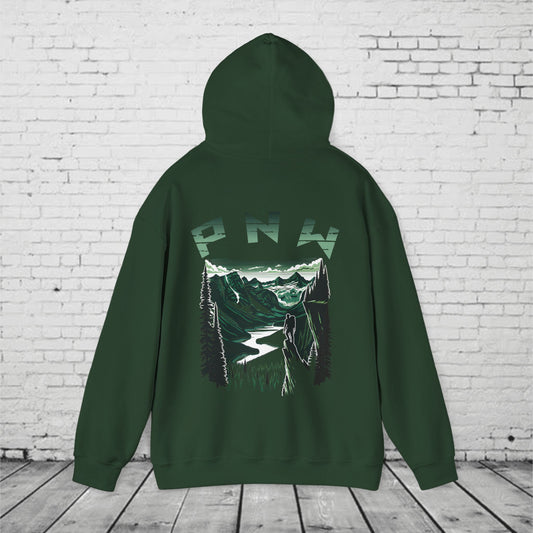 Pacific Northwest Adventure Hoodie – PNW Mountain Climber Graphic Hooded Sweatshirt