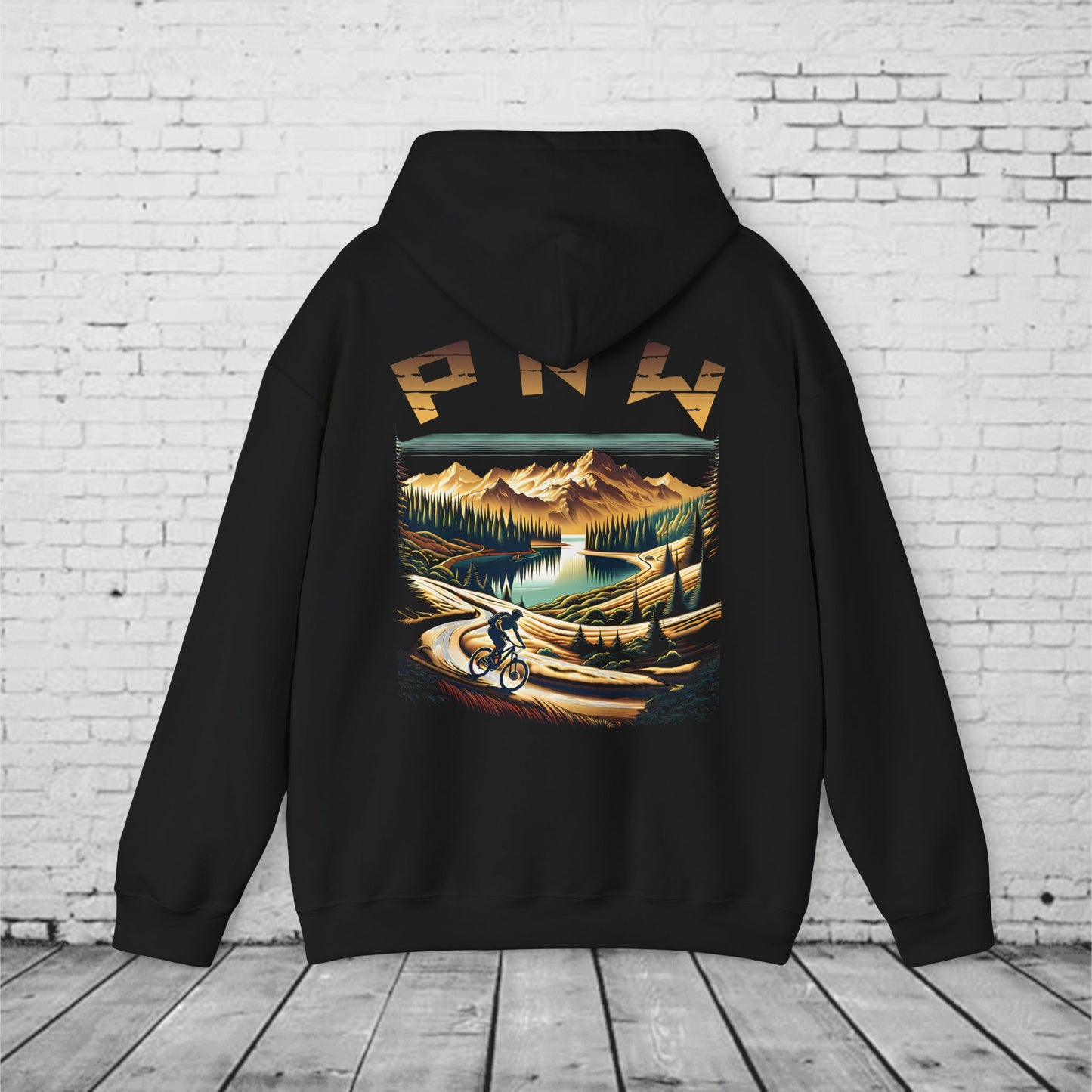 PNW Mountain Biking Hoodie – Retro Pacific Northwest MTB Adventure Sweatshirt