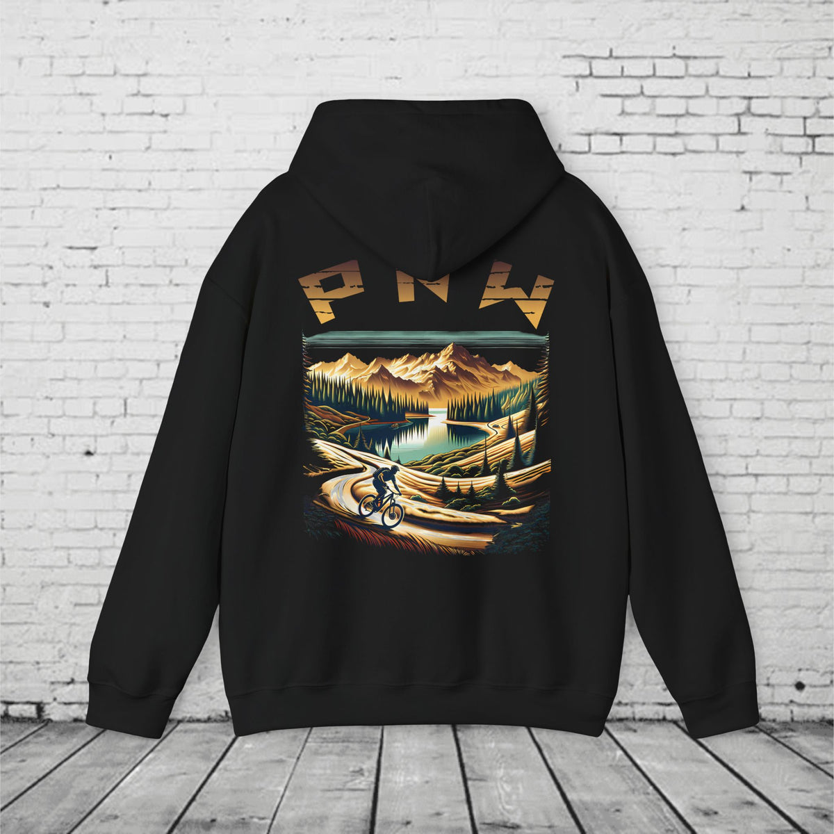 PNW Mountain Biking Hoodie – Retro Pacific Northwest MTB Adventure Sweatshirt