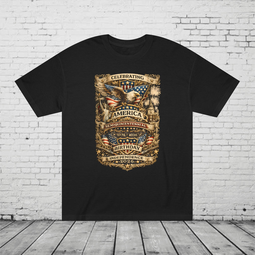 America 250 Semiquincentennial Patriotic T-Shirt | 250 Years of Freedom Eagle, Statue of Liberty & Independence Hall Tee | Independence Day 2026 Unisex Shirt