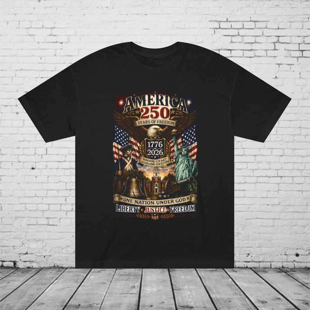 America 250 Patriotic T-Shirt | 1776–2026 Eagle, Liberty Bell & Statue of Liberty Tee | One Nation Under God Semiquincentennial Unisex Shirt