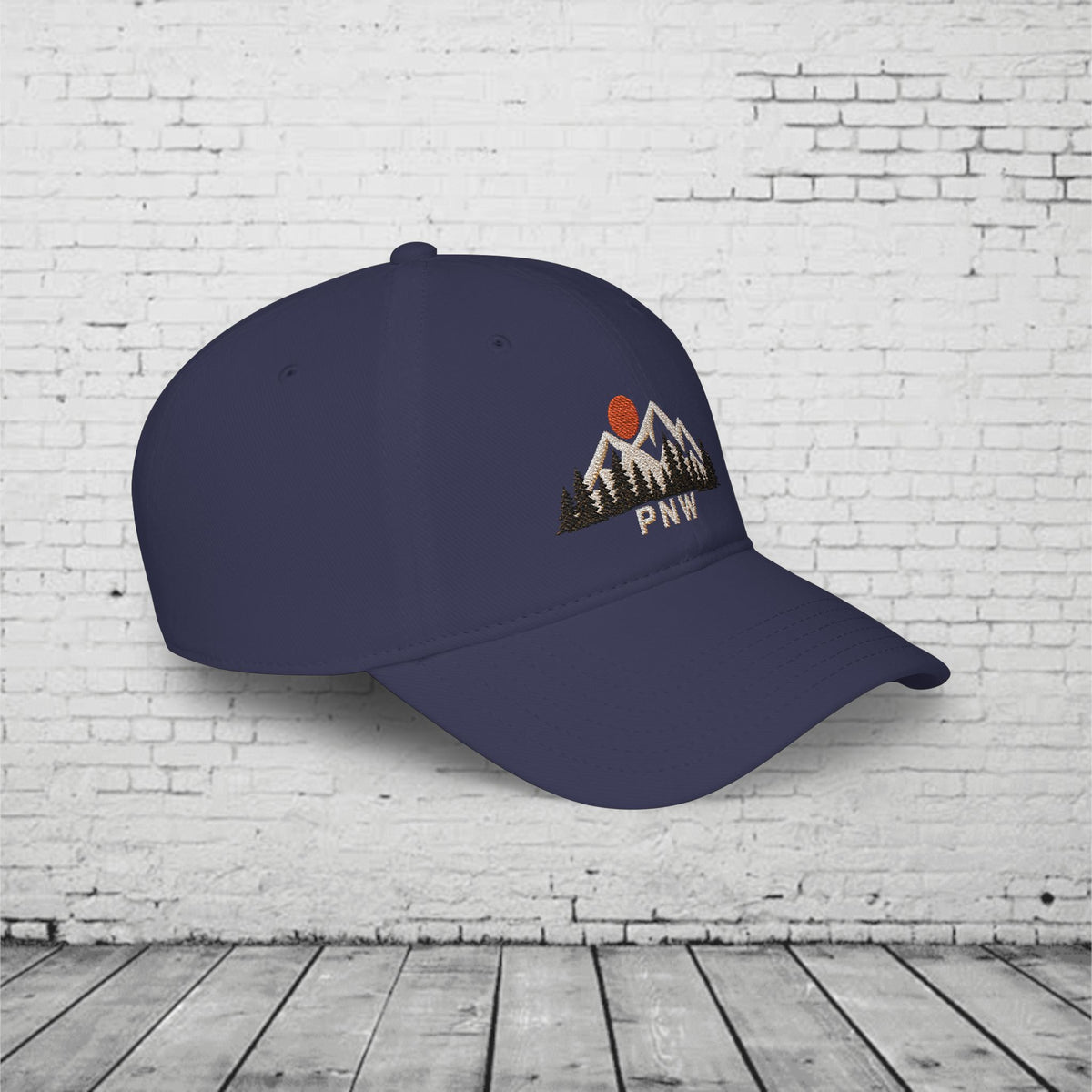 PNW Ridgeline Embroidered Low Profile Cap – Pacific Northwest Mountain & Evergreen Dad Hat