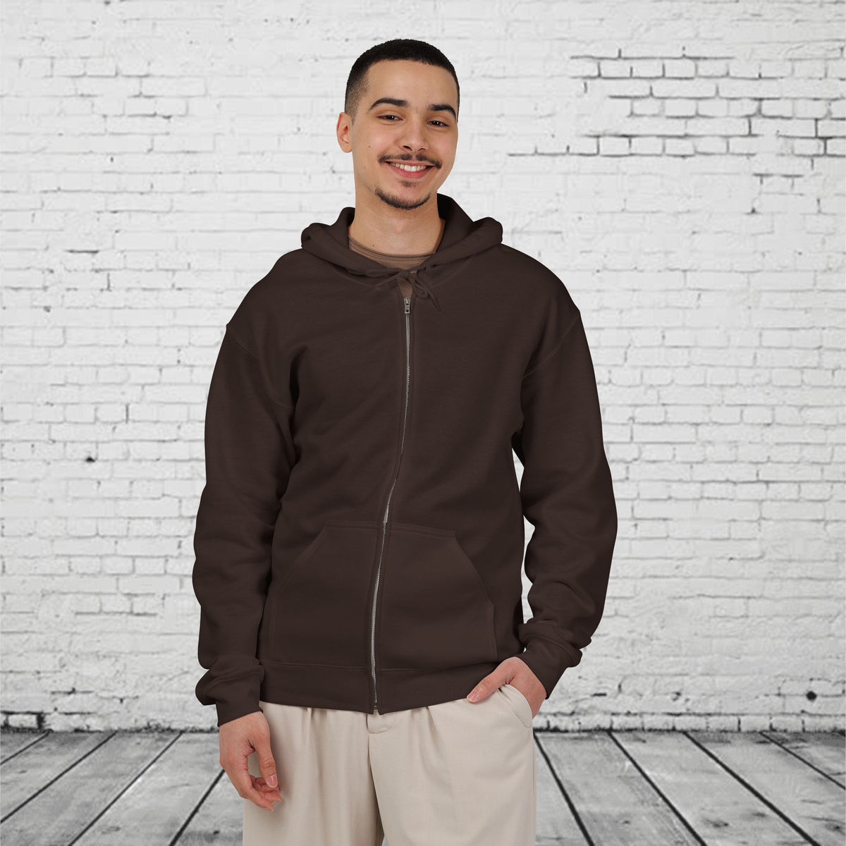 Pacific Northwest Mountain Lake Full-Zip Hoodie – PNW Evergreen Outdoor Back Graphic