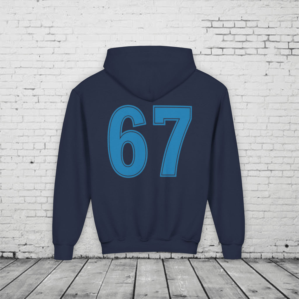 6 7 Kids Hoodie | Charlotte Hornets Blue Number Hoodie | Youth Sports Team Style Sweatshirt | Bold Blue 6 7 Hoodie for Boys & Girls