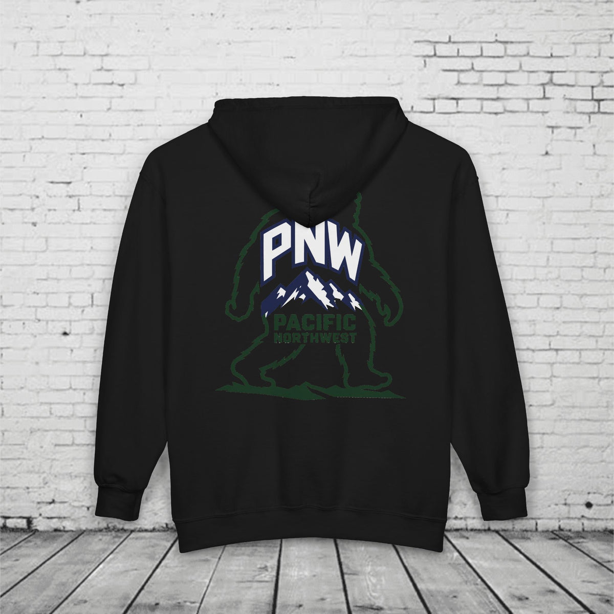 PNW Sasquatch Full Zip Hoodie – Pacific Northwest Bigfoot Mountain Graphic Sweatshirt