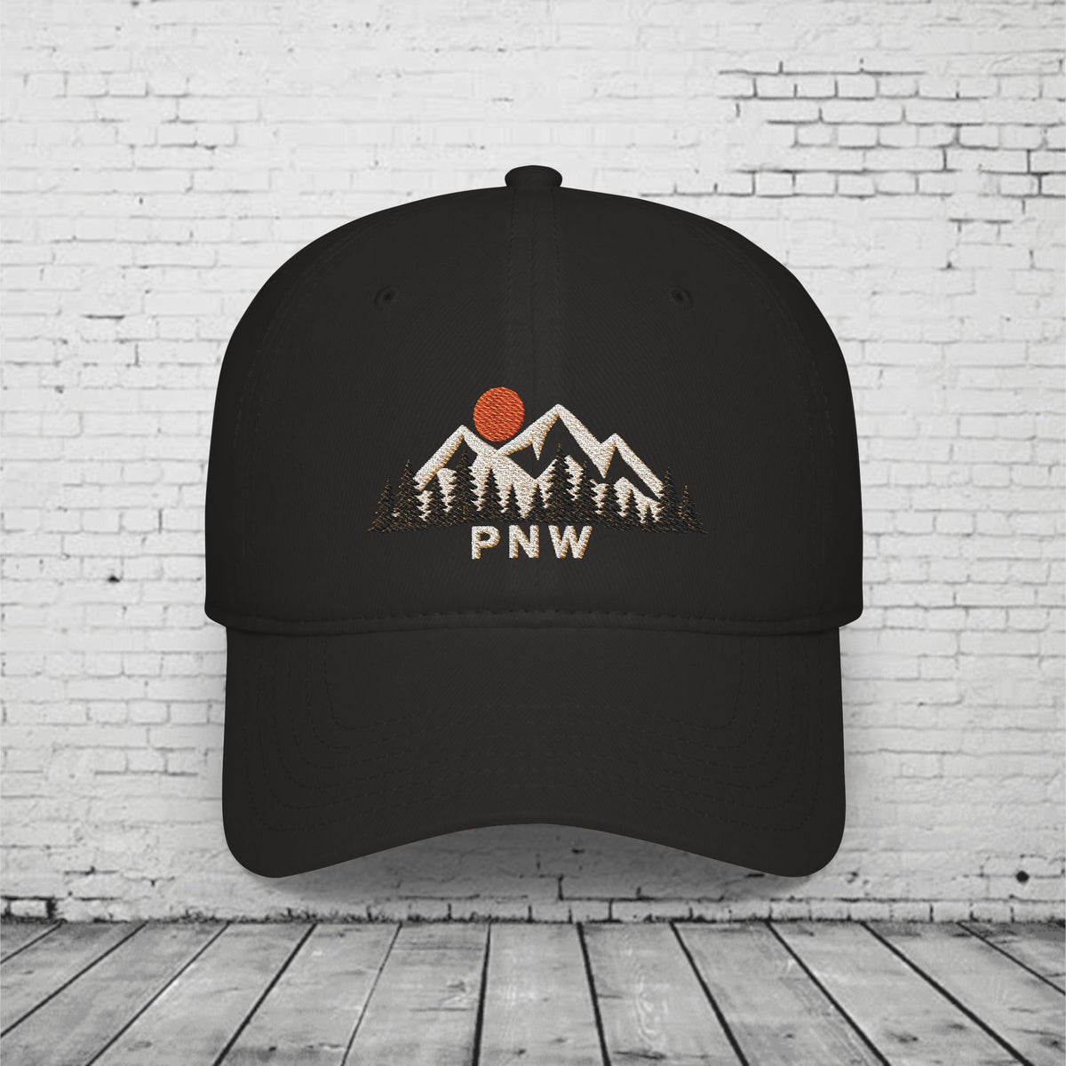 PNW Ridgeline Embroidered Low Profile Cap – Pacific Northwest Mountain & Evergreen Dad Hat