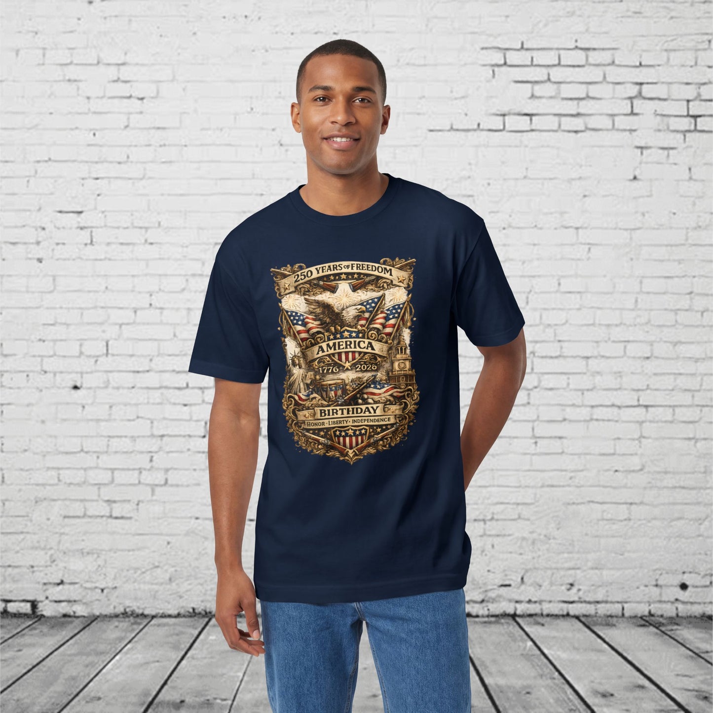 America 250 Birthday Patriotic T-Shirt | 1776–2026 Eagle, Liberty & Independence Graphic Tee | Semiquincentennial Unisex Shirt