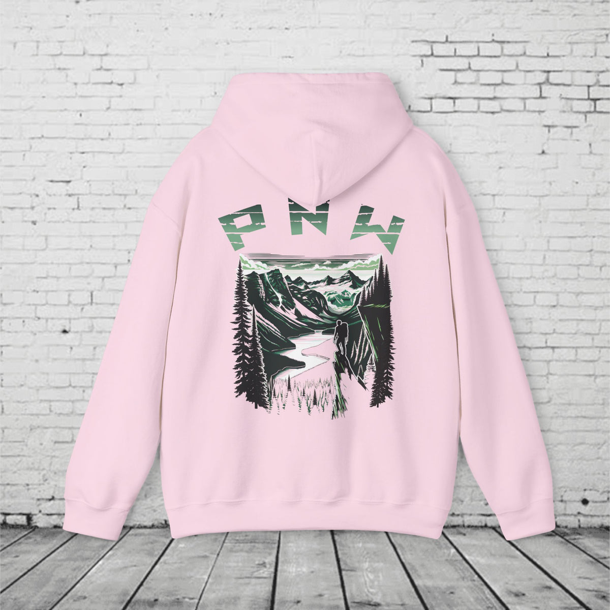 Pacific Northwest Adventure Hoodie – PNW Mountain Climber Graphic Hooded Sweatshirt