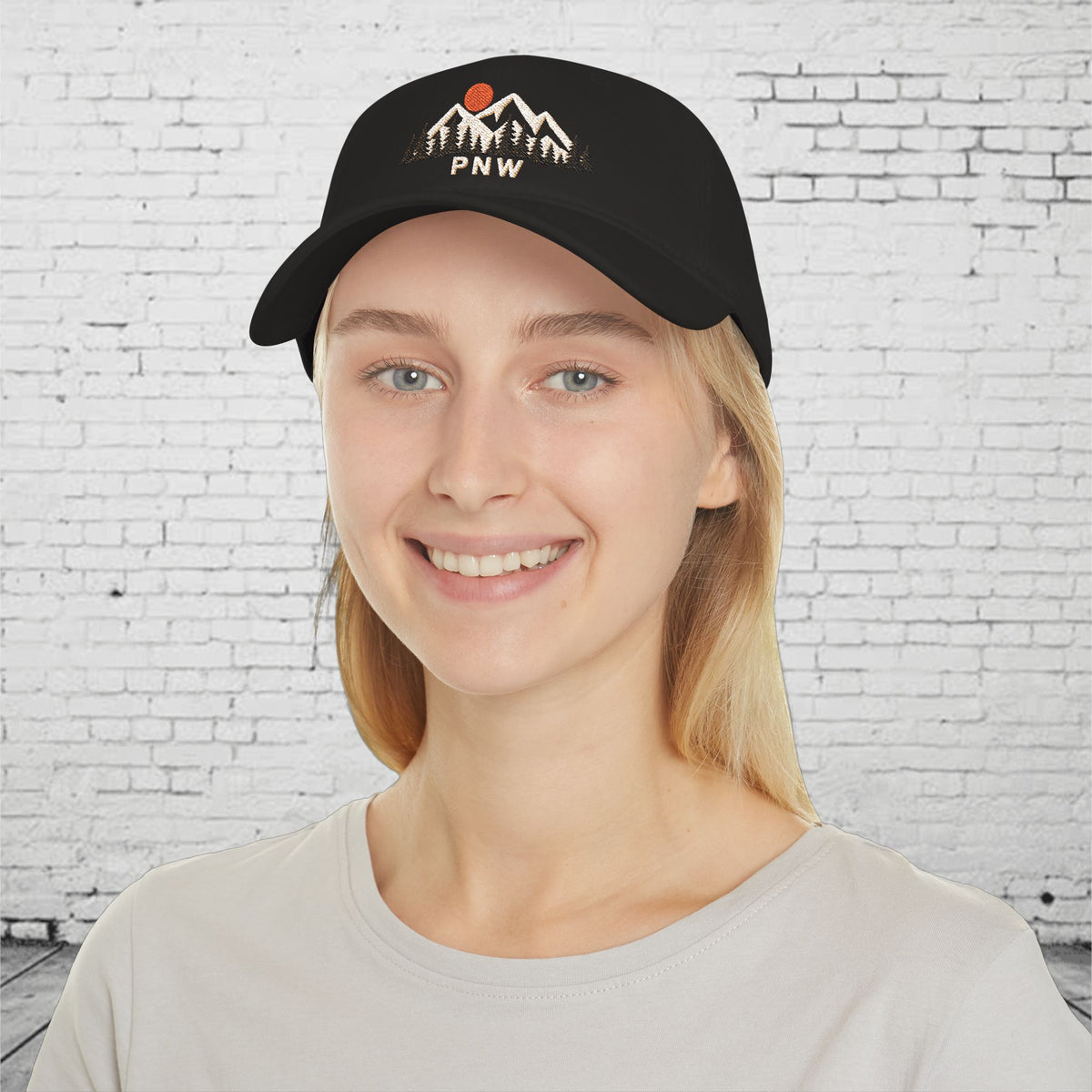 PNW Ridgeline Embroidered Low Profile Cap – Pacific Northwest Mountain & Evergreen Dad Hat