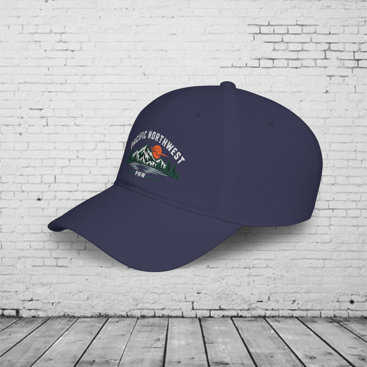 Pacific Northwest Embroidered Low Profile Cap – PNW Mountain & Evergreen Dad Hat