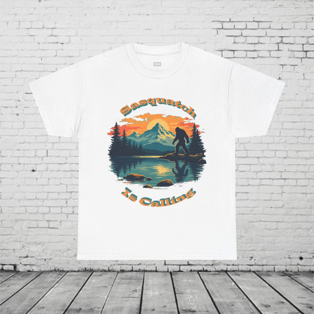 Sasquatch Is Calling T-Shirt | Vintage Bigfoot Sunset Graphic | Nature Lover Tee