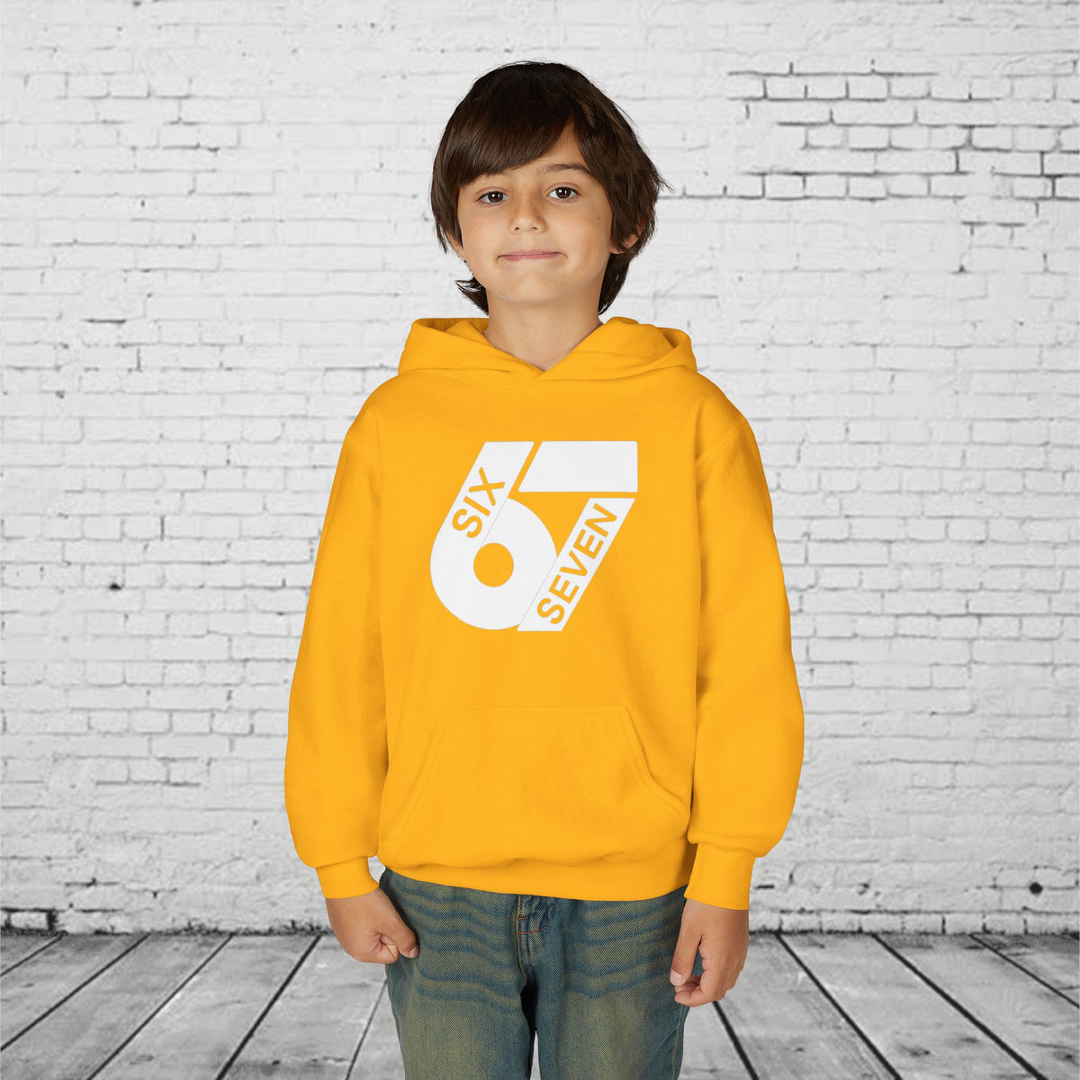 Kids 6 7 Hoodie | Modern Bold Number Graphic | SIX SEVEN Minimalist Hoodie for Boys Girls | Birthday Gift | Cool Number Shirt Style