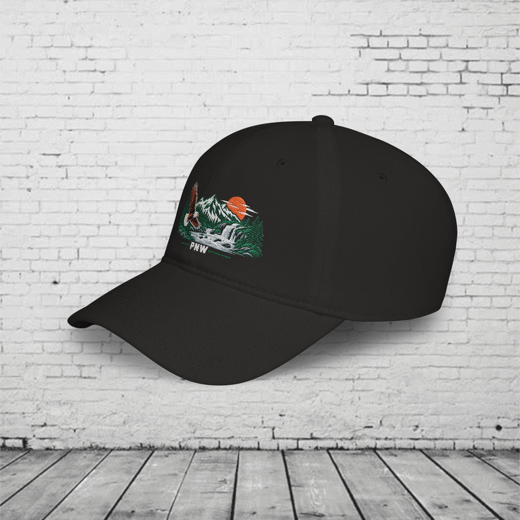 PNW Bald Eagle Embroidered Low Profile Cap – Pacific Northwest Mountain & Waterfall Hat