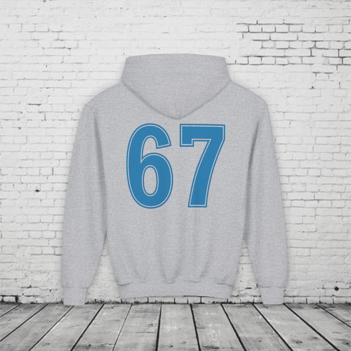 6 7 Kids Hoodie | Charlotte Hornets Blue Number Hoodie | Youth Sports Team Style Sweatshirt | Bold Blue 6 7 Hoodie for Boys & Girls