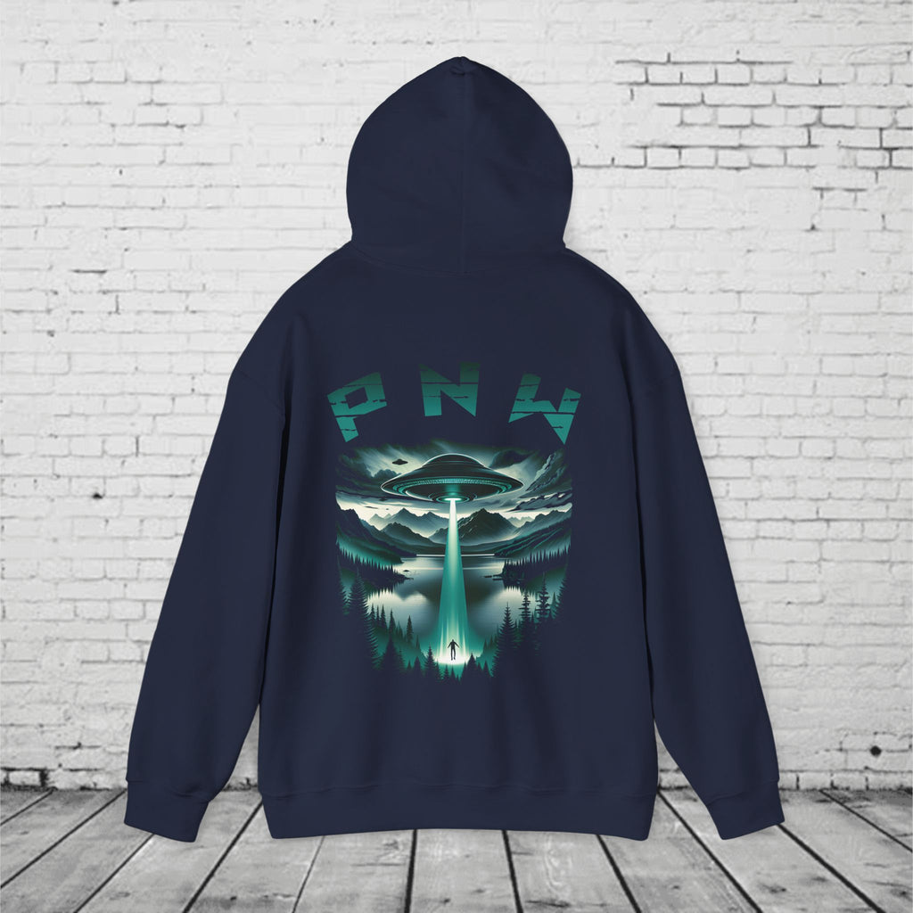 PNW Alien Abduction Hoodie – Retro UFO Pacific Northwest Sci-Fi Sweatshirt