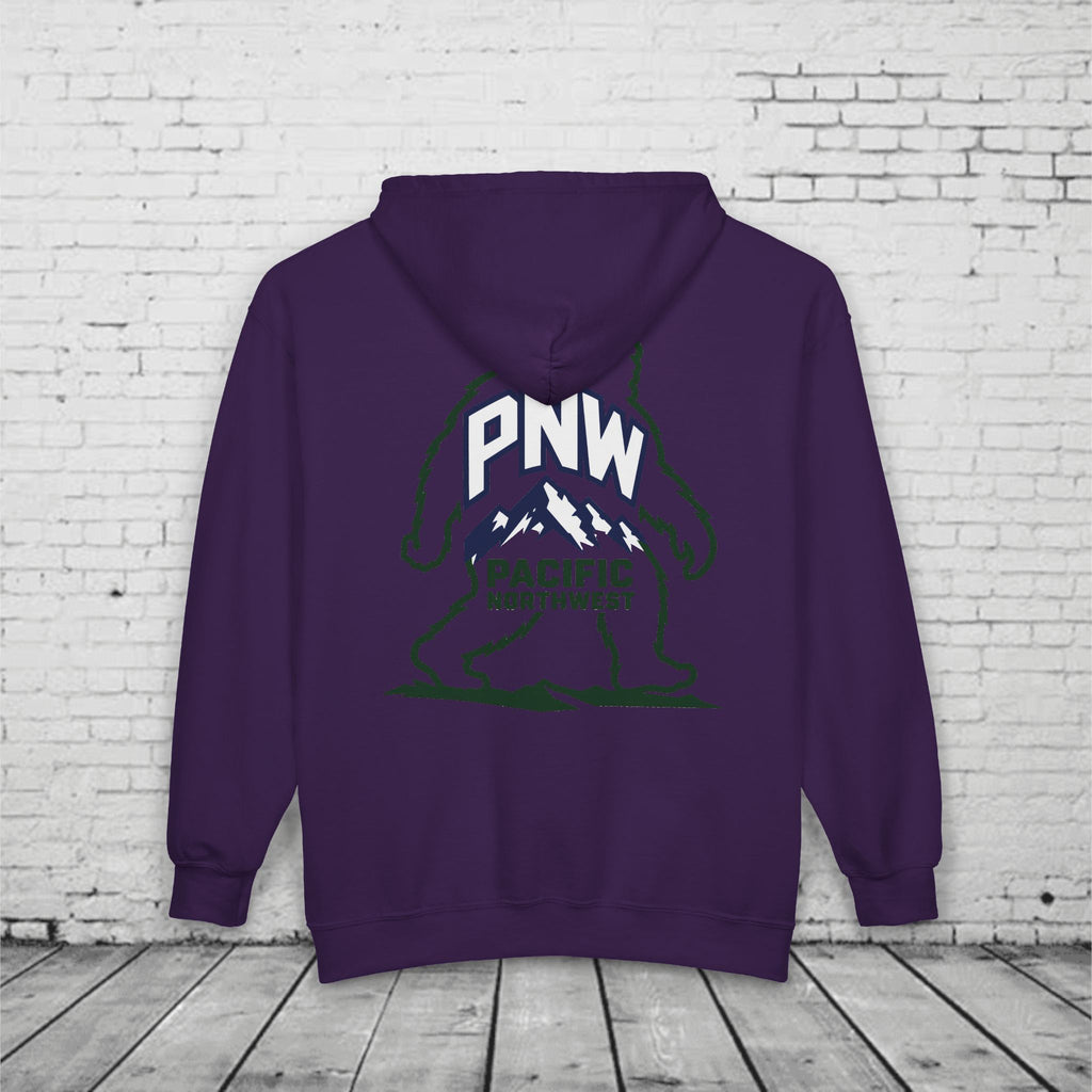 PNW Sasquatch Full Zip Hoodie – Pacific Northwest Bigfoot Mountain Graphic Sweatshirt