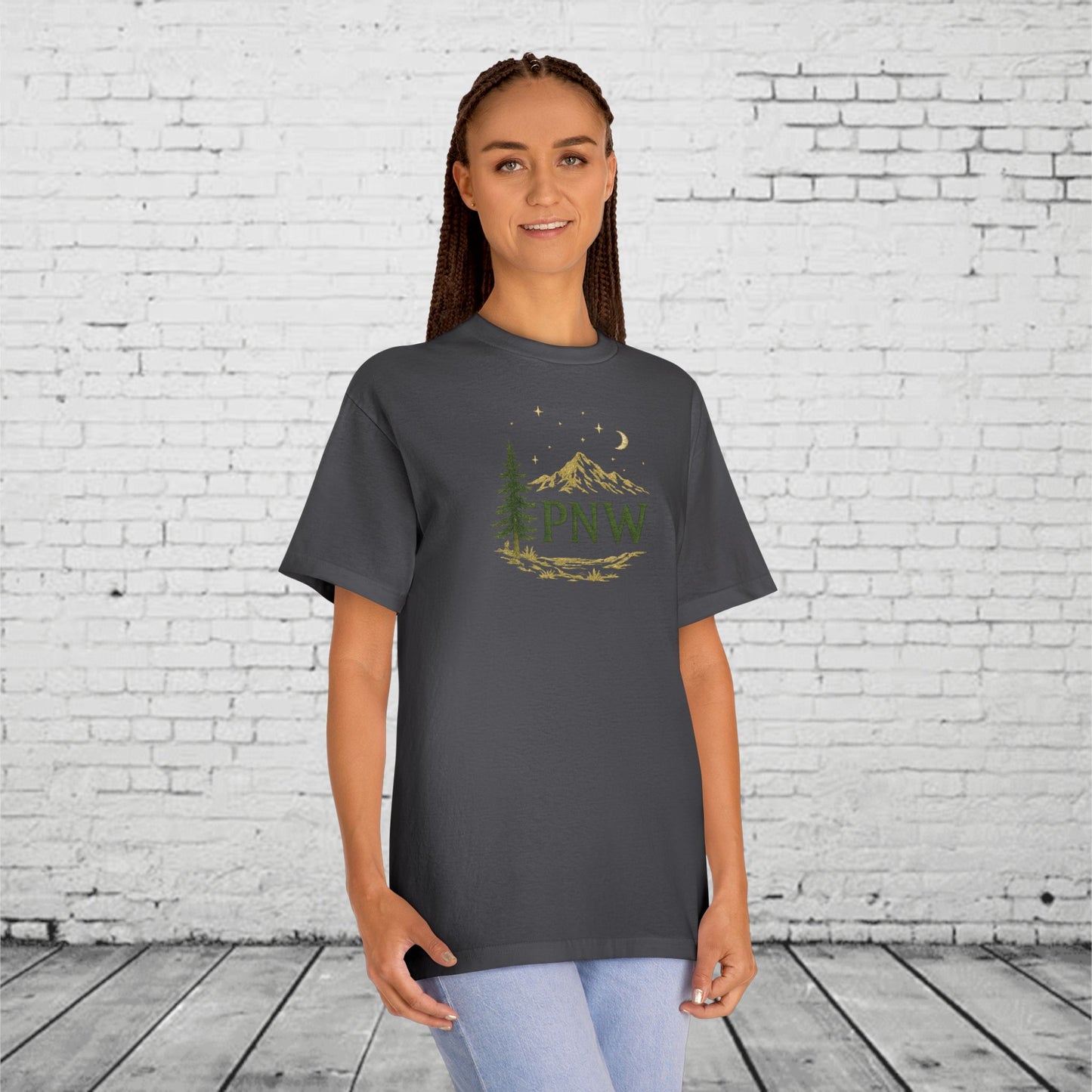 PNW Mountain & Pine Tree Tee | Pacific Northwest Sasquatch Adventure Shirt
