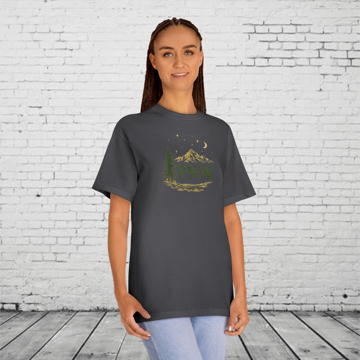 PNW Mountain & Pine Tree Tee | Pacific Northwest Sasquatch Adventure Shirt