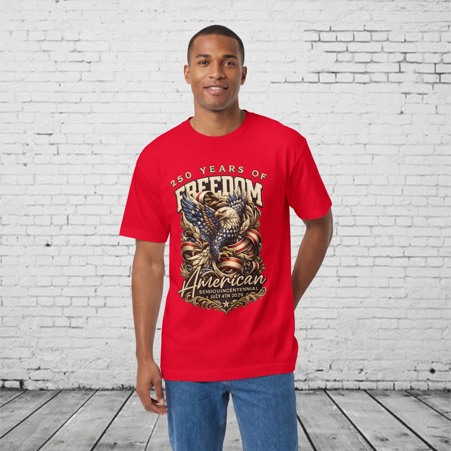 250 Years of Freedom American Eagle Tee | Patriotic July 4th 2026 Semiquincentennial Unisex T-Shirt