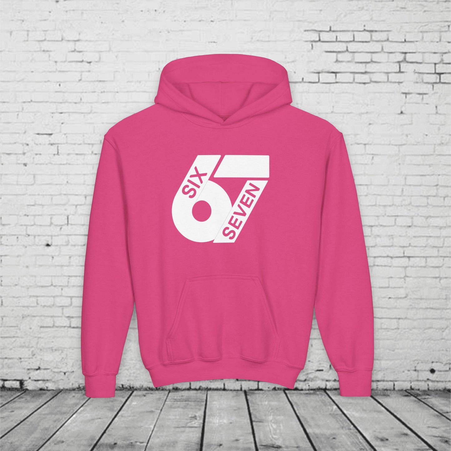 Kids 6 7 Hoodie | Modern Bold Number Graphic | SIX SEVEN Minimalist Hoodie for Boys Girls | Birthday Gift | Cool Number Shirt Style