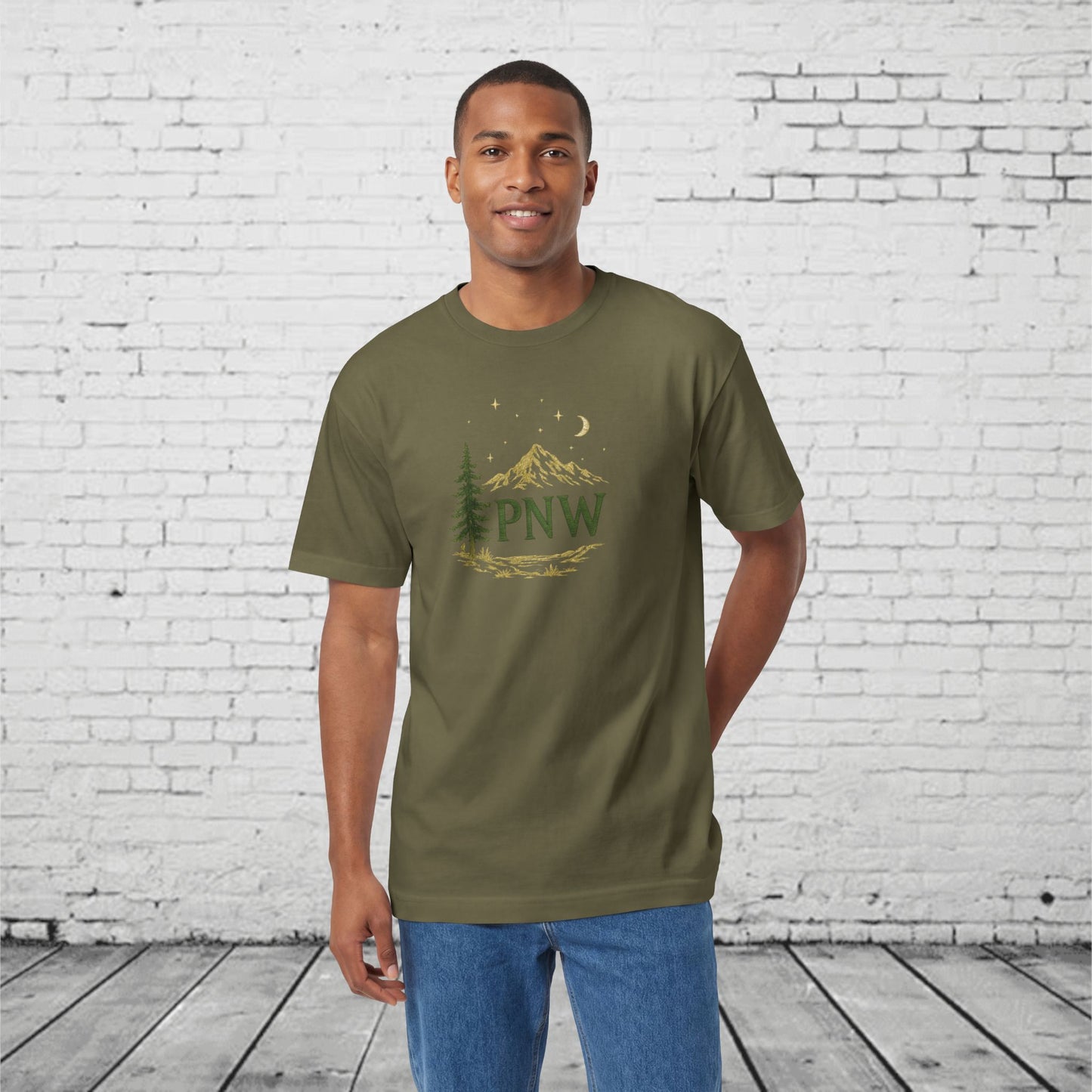 PNW Mountain & Pine Tree Tee | Pacific Northwest Sasquatch Adventure Shirt