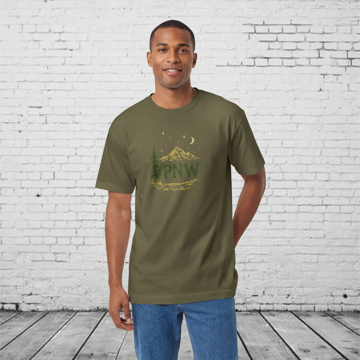 PNW Mountain & Pine Tree Tee | Pacific Northwest Sasquatch Adventure Shirt