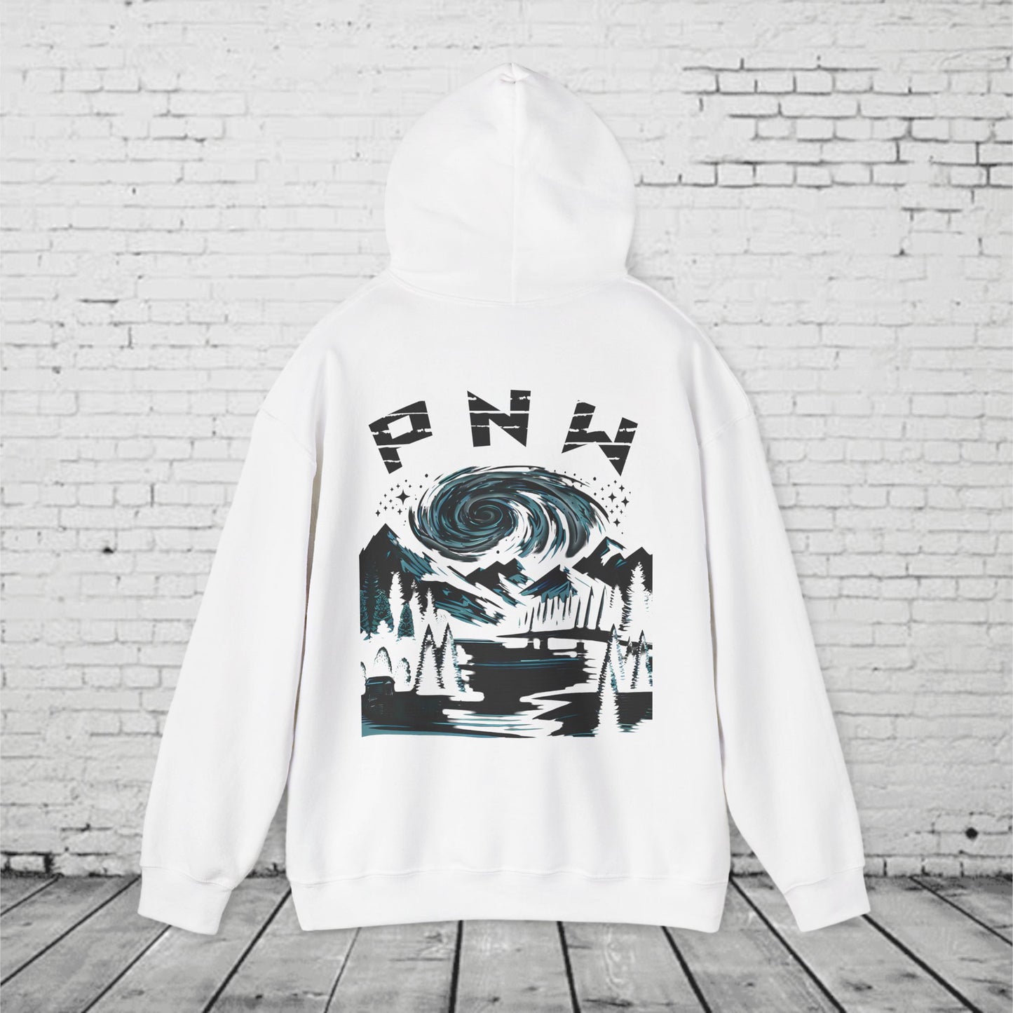 PNW Mountain Night Sky Hoodie – Pacific Northwest Forest Graphic Sweatshirt