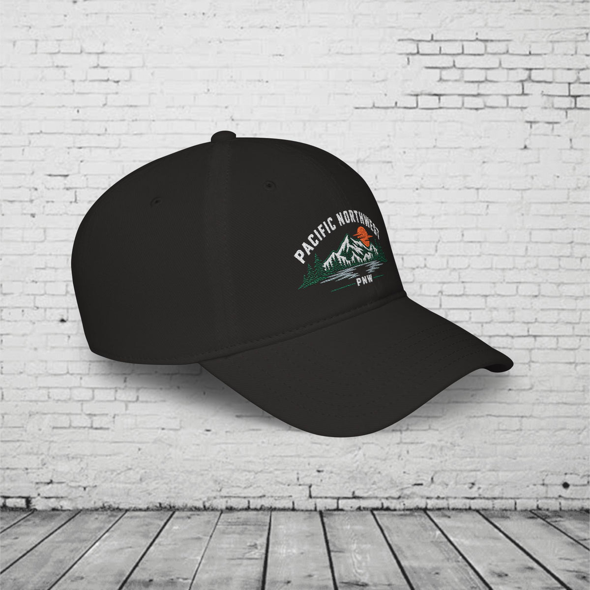 Pacific Northwest Embroidered Low Profile Cap – PNW Mountain & Evergreen Dad Hat