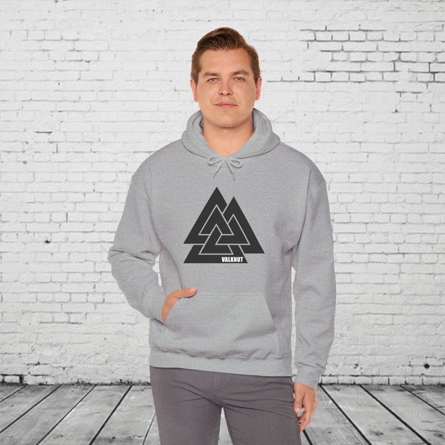Valknut Symbol Hoodie | Norse Mythology Ancient Knot Design | Viking Rune Graphic Sweatshirt