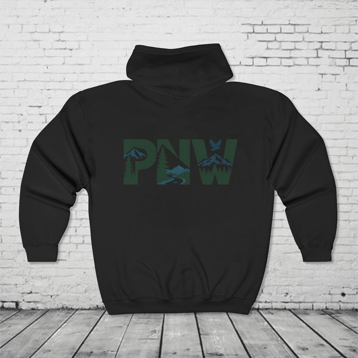 PNW Pacific Northwest Adventure Graphic Back Print Hoodie