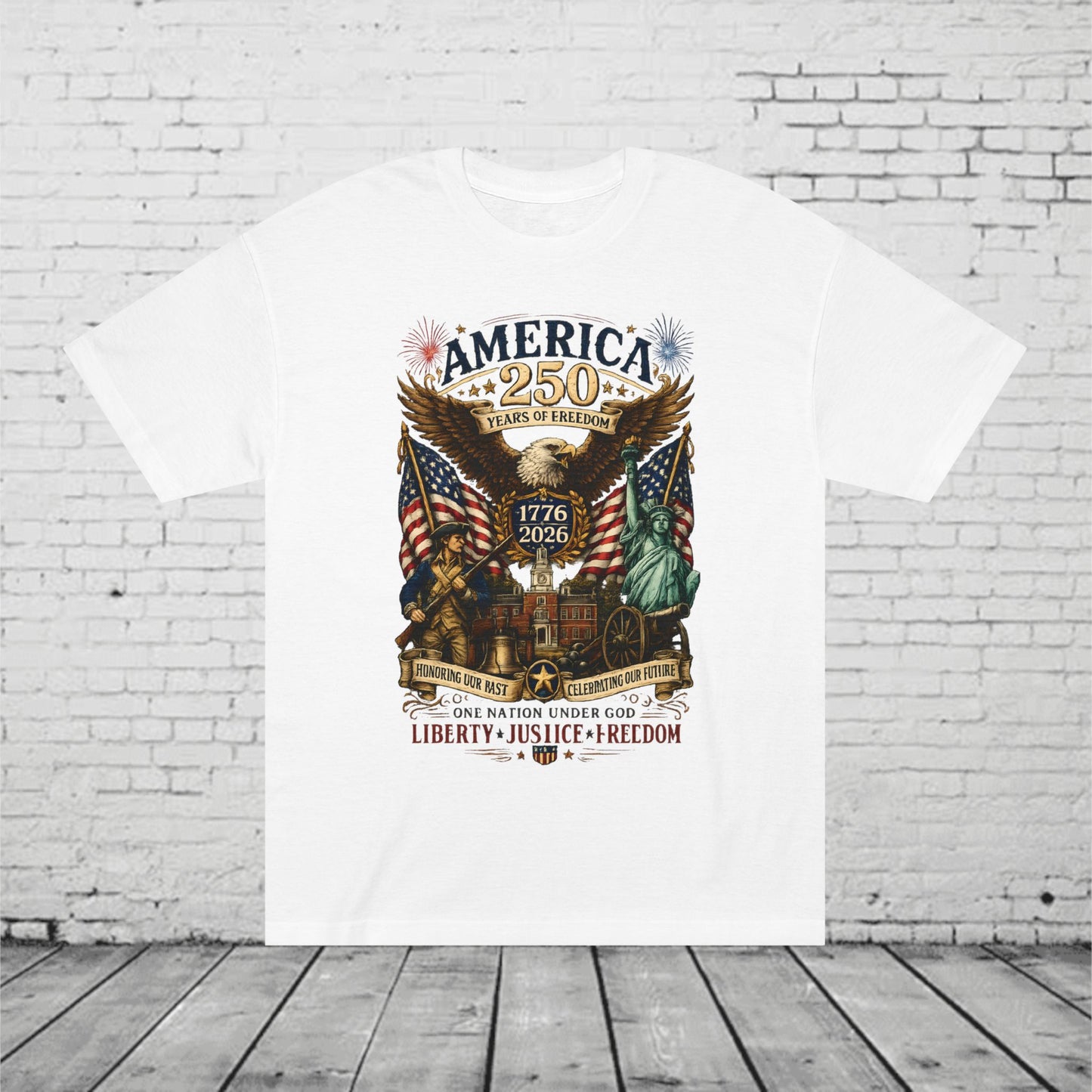 America 250 Patriotic T-Shirt | 1776–2026 Eagle, Liberty Bell & Statue of Liberty Graphic Tee | Semiquincentennial Unisex Shirt
