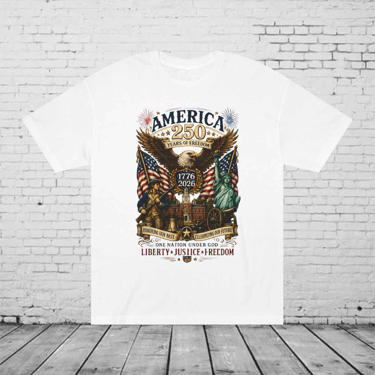 America 250 Patriotic T-Shirt | 1776–2026 Eagle, Liberty Bell & Statue of Liberty Graphic Tee | Semiquincentennial Unisex Shirt