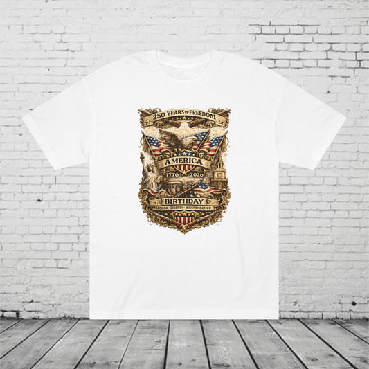 America 250 Birthday Patriotic T-Shirt | 1776–2026 Eagle, Liberty & Independence Graphic Tee | Semiquincentennial Unisex Shirt