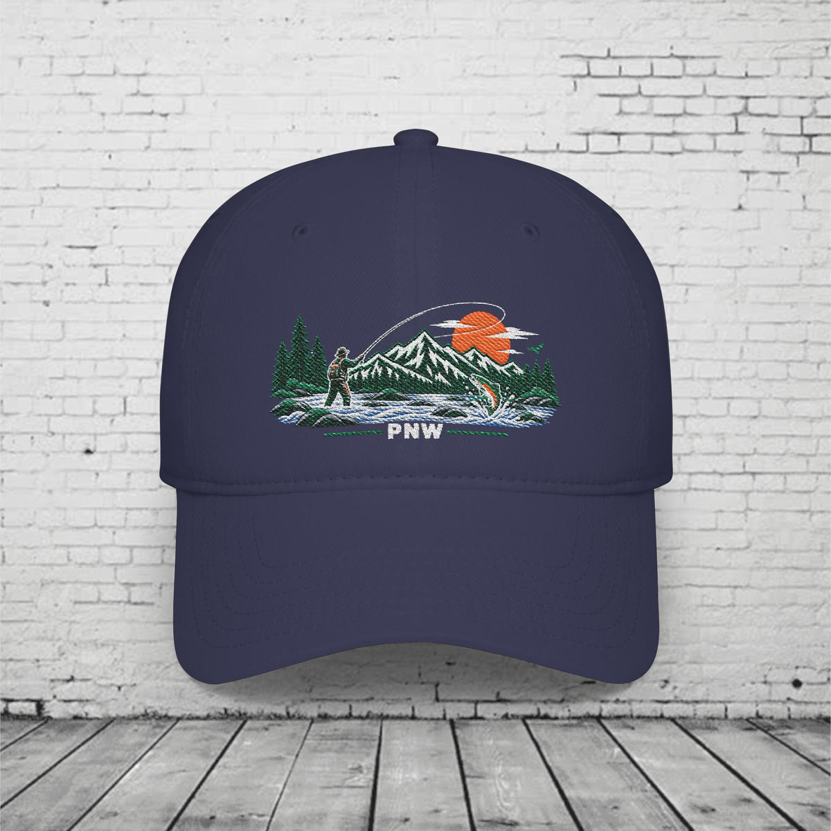 PNW Fly Fishing Embroidered Low Profile Cap – Pacific Northwest Trout & Mountain Hat