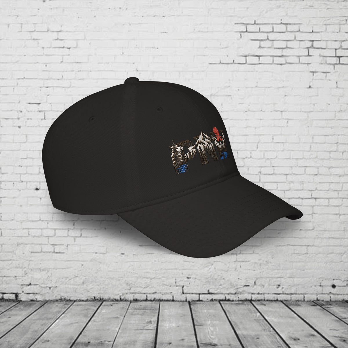 PNW Landscape Embroidered Low Profile Cap – Pacific Northwest Mountain Forest Dad Hat