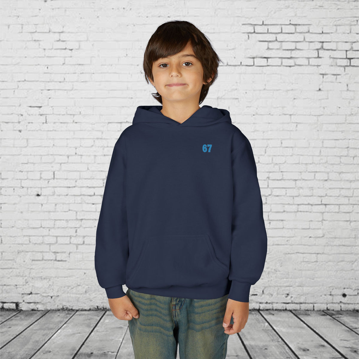 6 7 Kids Hoodie | Charlotte Hornets Blue Number Hoodie | Youth Sports Team Style Sweatshirt | Bold Blue 6 7 Hoodie for Boys & Girls